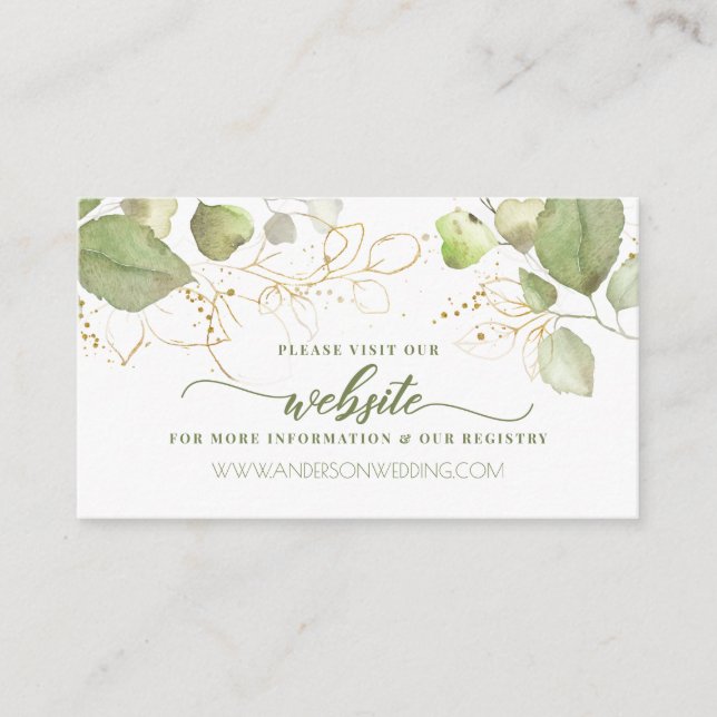 Carte D'accompagnement Elégant Aquarelle Verdure Floral Mariage Website (Devant)