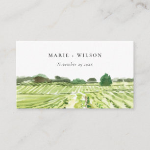 Carte D'accompagnement Elégant Aquarelle Winery Vineyard Site Mariage