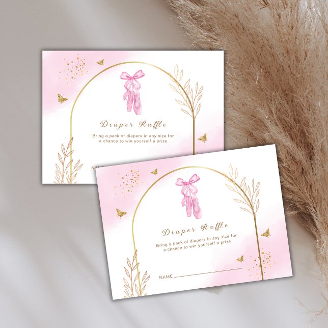 Carte D'accompagnement Elégant Arch Ballerina Diaper Baby shower Raffle (Elegant Arch Ballerina Diaper Raffle Baby Shower Enclosure Card)