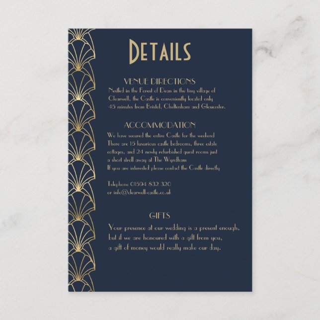 Carte D'accompagnement Élégant Art Déco Chic Great Gatsby Détails Enclosu (Devant)