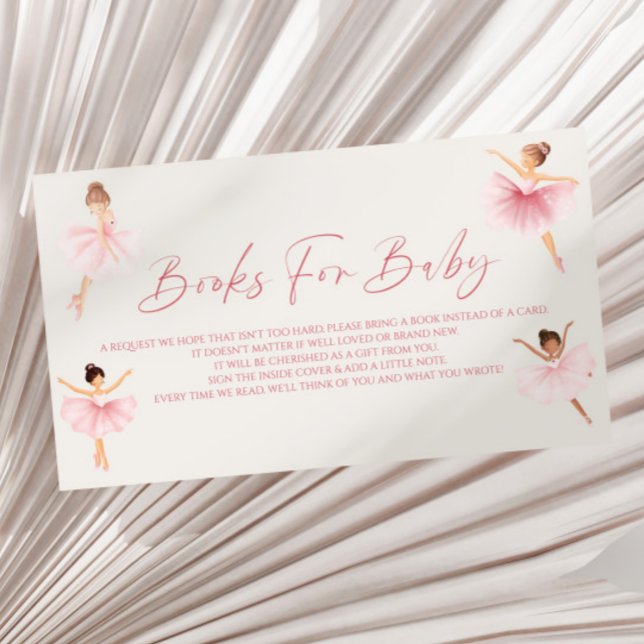 Carte D'accompagnement Elégant Baby shower Ballerina Rose Livres Pour Béb (Créateur téléchargé)