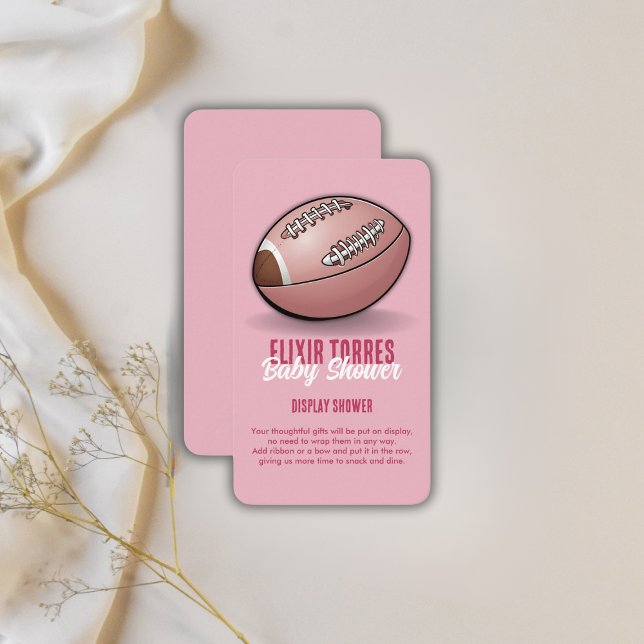 Carte D'accompagnement Élégant Baby shower de football rose (Créateur téléchargé)