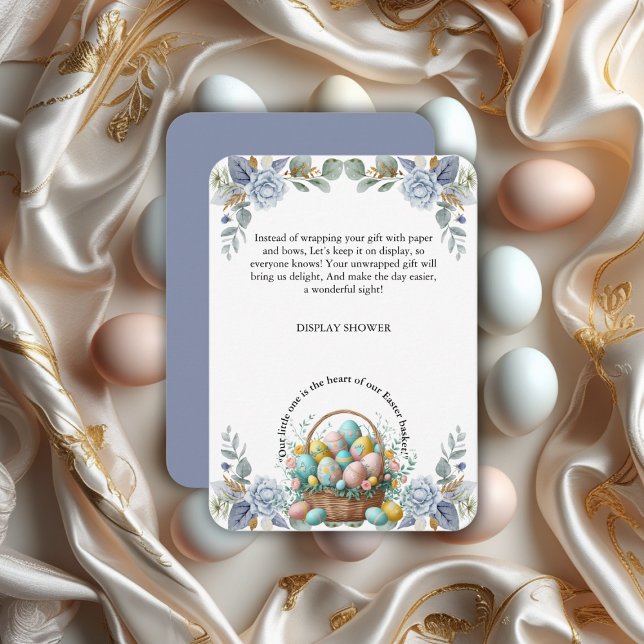 Carte D'accompagnement Élégant Baby shower de panier d'oeufs de Pâques bl (Créateur téléchargé)