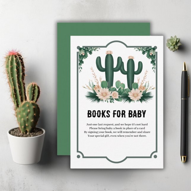 Carte D'accompagnement Elégant Baby shower Floral Boho Moderne Cactus (Créateur téléchargé)