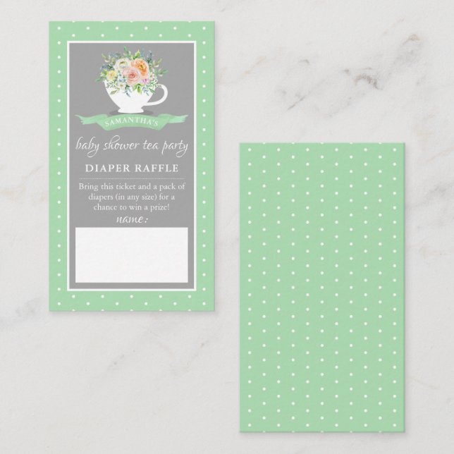 Carte D'accompagnement Elégant Baby shower Floral Teacup Tea Party (Devant / Derrière)