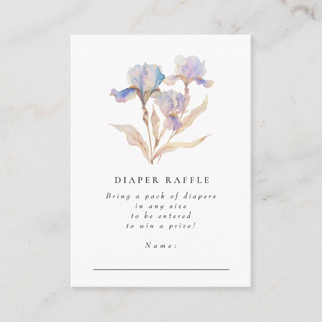 Carte D'accompagnement Élégant Baby shower Iris Déchets Raffle (Devant)