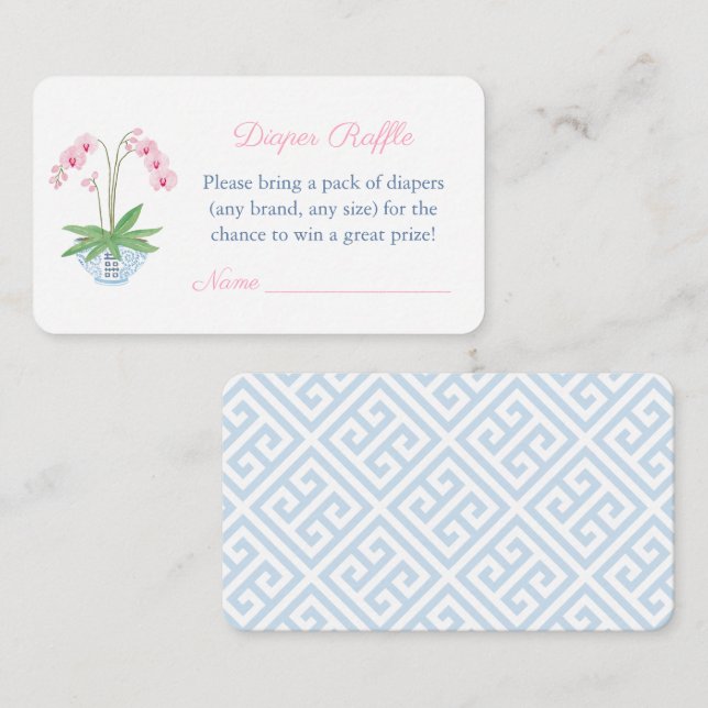Carte D'accompagnement Élégant Baby shower Rose Et Bleu Raffle De Brouill (Devant / Derrière)