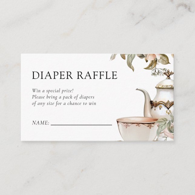 Carte D'accompagnement Élégant Baby shower Tea Party Déchets Raffle (Devant)