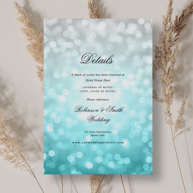 Carte D'accompagnement Elegant Beach Ombre Bokeh Lights Détails du Mariag (Elegant Beach Ombre Bokeh Lights Wedding Details Enclosure Card)