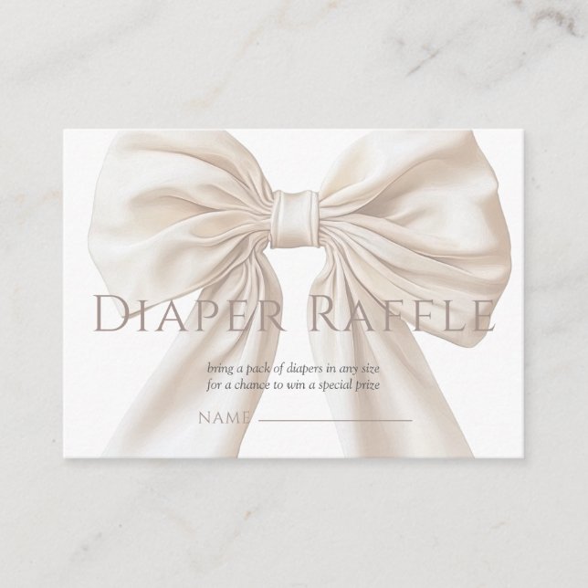 Carte D'accompagnement Élégant Beige Bow Genre Neutre Déchets Raffle (Devant)