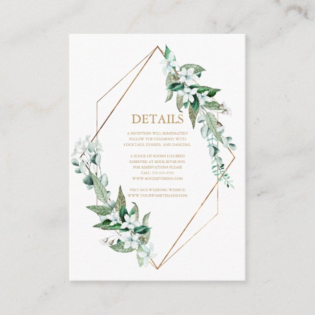 Carte D'accompagnement Elégant blanc Aquarelle Floral Mariage (Devant)