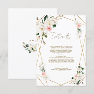 Carte D'accompagnement Elégant blanc Magnolia Gold Détails du Mariage