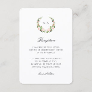 Carte D'accompagnement Élégant blason floral aquarelle pour mariage