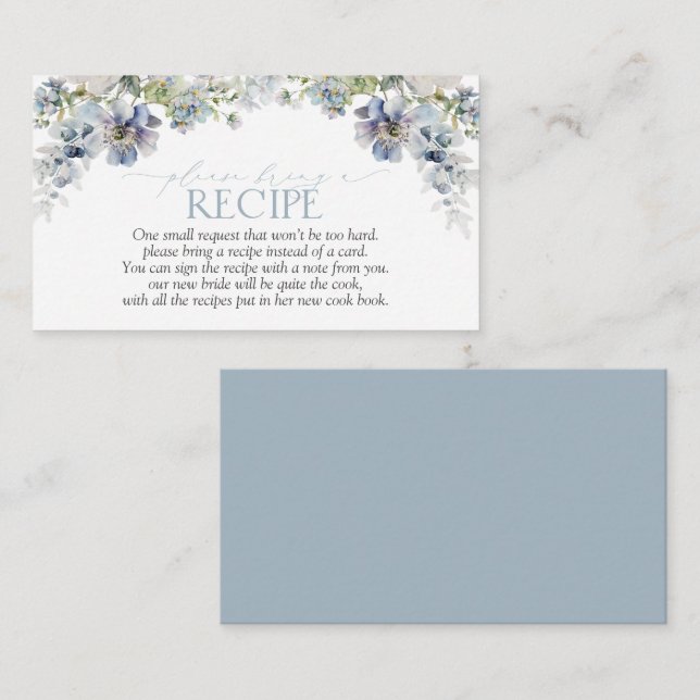 Carte D'accompagnement Elégant bleu bleu floral S'Il Vous Plaît Apporter  (Devant / Derrière)