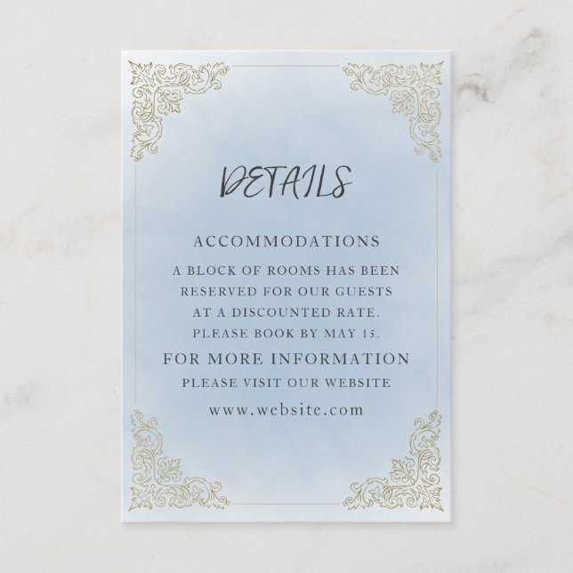 Carte D'accompagnement Elégant bleu Dusty Vintage (Devant)