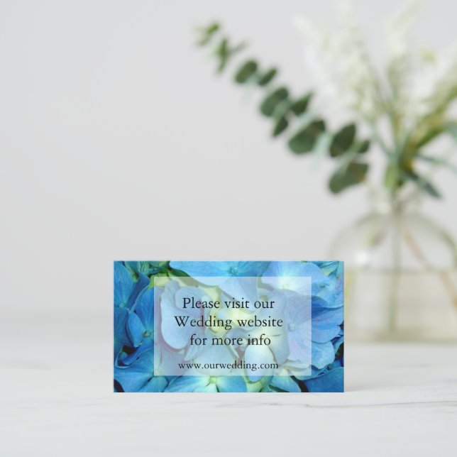Carte D'accompagnement Elégant bleu turquoise hydrangée à fleurs bleu ros (Debout devant)