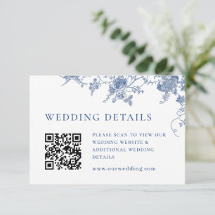 Carte D'accompagnement Elégant bleu victorien Floral code QR Détails