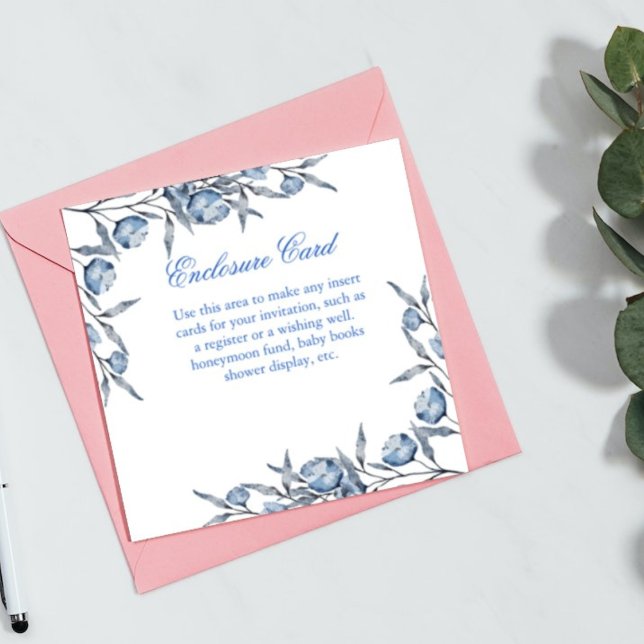 Carte D'accompagnement Elegant Blue bridal douche ou baby shower registre (Créateur téléchargé)