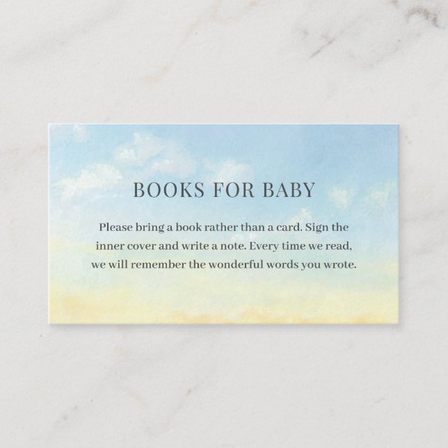 Carte D'accompagnement Elégant Blue Sky Clouds Baby showers Livres Pour B (Devant)