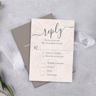 Carte D'accompagnement Élégant Blush Floral Classic Repas Choix Simple