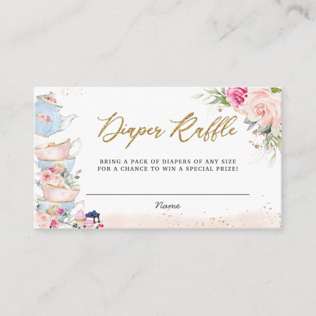 Carte D'accompagnement Élégant Blush Floral High Tea Party Raffle (Devant)