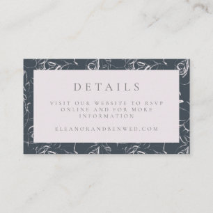 Carte D'accompagnement Elégant Blush Grey Floral Dessin Mariage