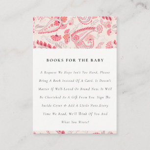 Carte D'accompagnement Élégant Blush Moderne Paisley Livres Pour Baby Sho