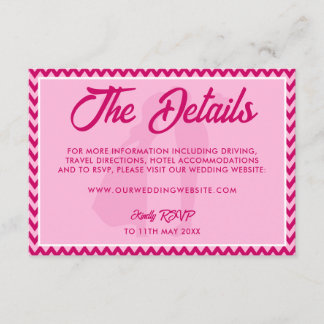 Carte D'accompagnement Elegant Blush Pink Chevron Stripe Wedding Website