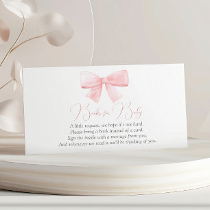 Carte D'accompagnement Elégant Blush Pink Pastel Bow Girl Books for Baby