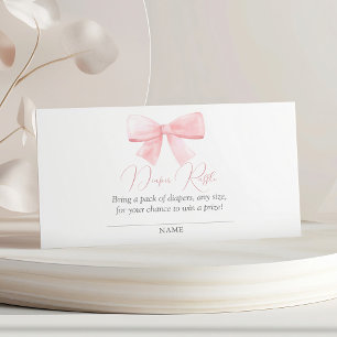 Carte D'accompagnement Élégant Blush Pink Pastel Bow Girl Diaper Raffle