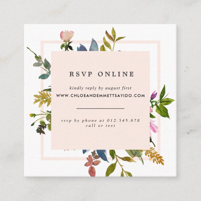 Carte D'accompagnement Elegant Blush rose Floral Mariage Website RSVP (Devant)