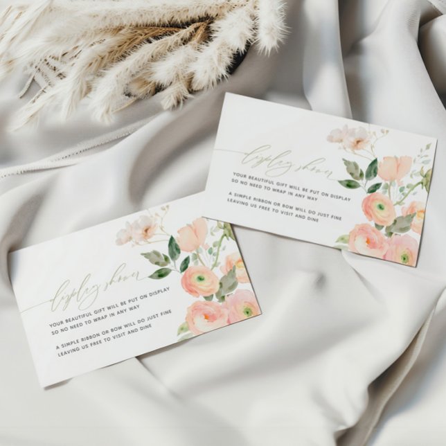 Carte D'accompagnement Elégant Blush & Sage Vert Fleurs Affichage Douche (Créateur téléchargé)