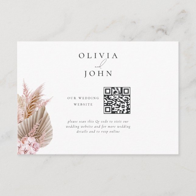 Carte D'accompagnement Elegant Bohemian Pampas Grass Wedding Website (Devant)