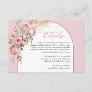 Carte D'accompagnement Elégant boho arch brush pampas détails