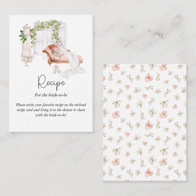 Carte D'accompagnement Elegant Boho Bride's Room Recipe Request (Devant / Derrière)