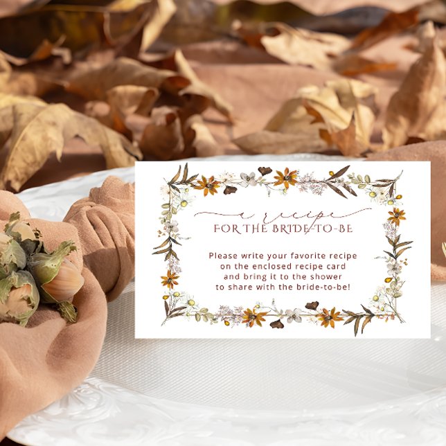 Carte D'accompagnement Elegant Boho Floral Fête des mariées Recette Deman (Créateur téléchargé)