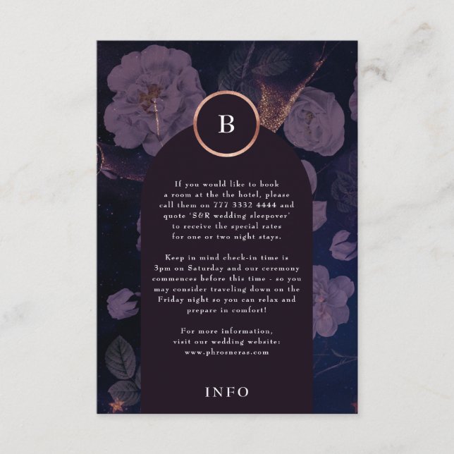 Carte D'accompagnement Élégant Boho foncé Rose or Arc  or Mariage (Devant)