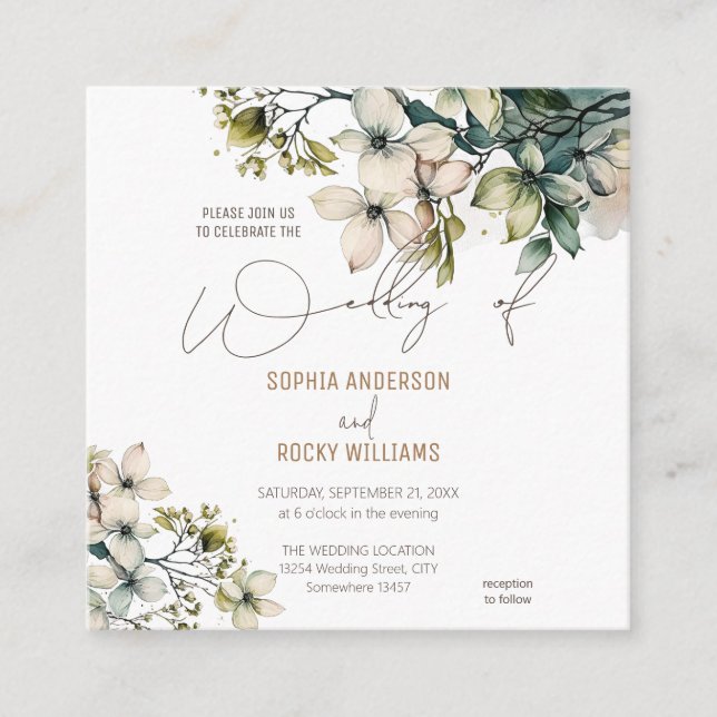 Carte D'accompagnement Elegant Boho mignonne Fleur sauvage Floral mariage (Devant)
