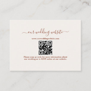 Carte D'accompagnement Elegant Boho QR Code Site Mariage en terre cuite
