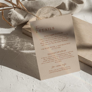 Carte D'accompagnement Elegant Boho Terracotta Moderne Détails Mariage