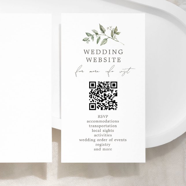 Carte D'accompagnement Elegant Botanical Mariage QR Code Détails du site  (Créateur téléchargé)