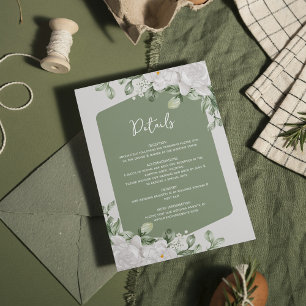 Carte D'accompagnement Elégant Botanique Sage Vert Blanc Floral Design