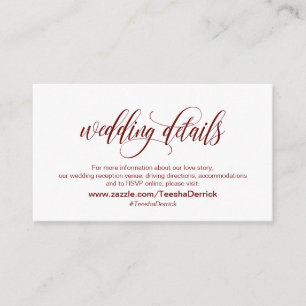 Carte D'accompagnement Elégant, Bourgogne, Nos Détails Mariages