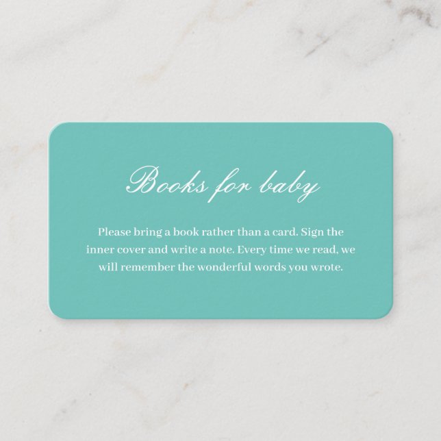 Carte D'accompagnement Elégant Bow Turquoise Blue Baby shower Livres Pour (Devant)
