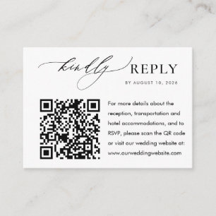 Carte D'accompagnement Élégant Budget Mariage Rsvp Site Web QR Code
