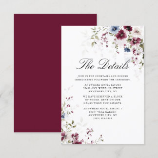 Carte D'accompagnement Elégant Burgundy Aquarelle Floral Détails du Maria