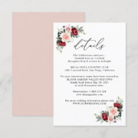 Elégant Burgundy Blush Floral Détails du Mariage