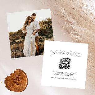 Carte D'accompagnement Élégant Calligraphie Photo QR Code RSVP Mariage