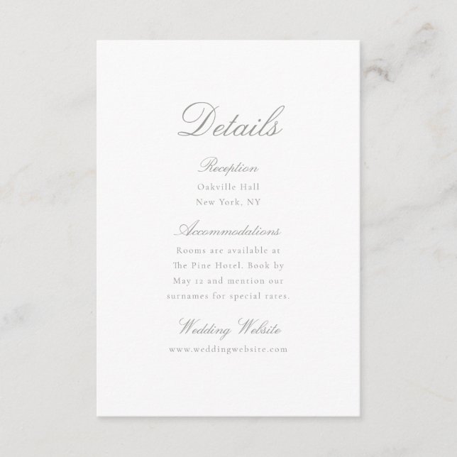 Carte D'accompagnement Elegant Calligraphy Wedding Details Card (Devant)