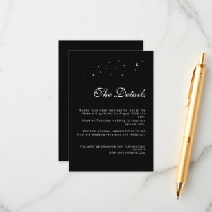 Carte D'accompagnement Elégant céleste minimal noir Détails du Mariage